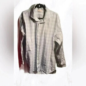 Michael Kors casual lightweight classic plaid button down long sleeve shirt 17.5
